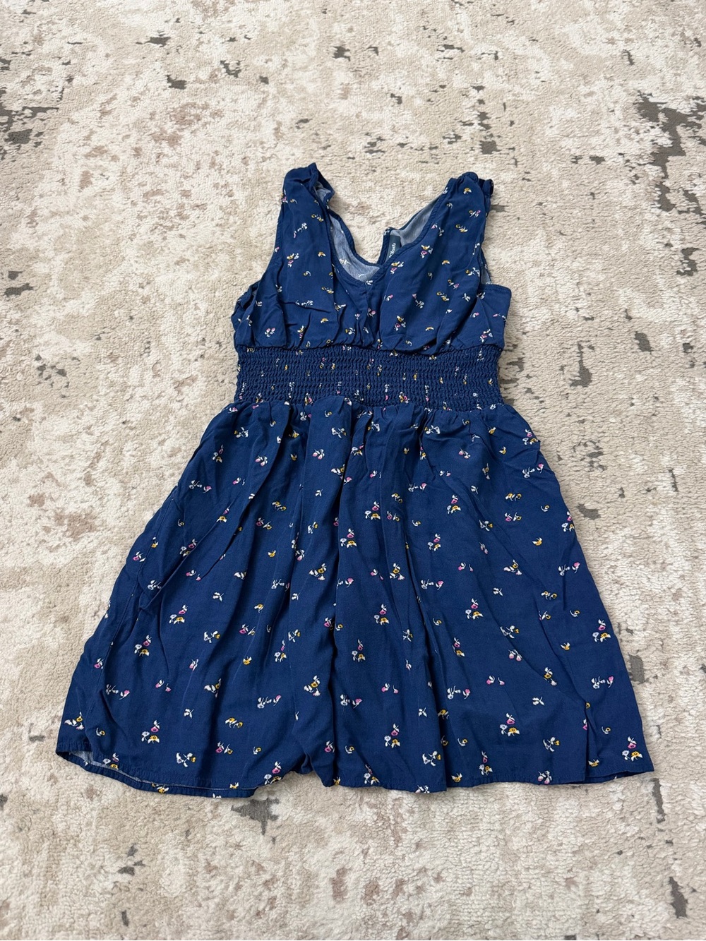 ModCloth Navy Blue Floral Smocked Mini Dress Size Medium